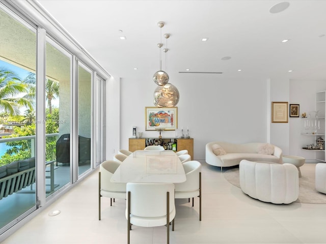 dining area with light tile flooring