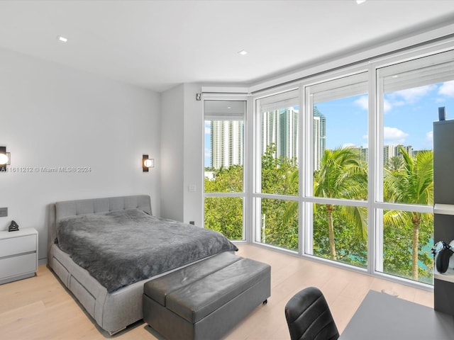 bedroom featuring light wood-type flooring