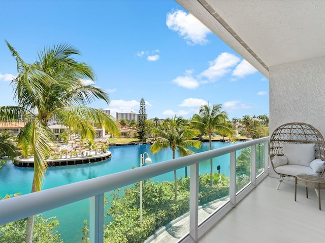 balcony with a water view