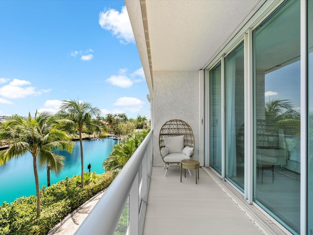 balcony with a water view