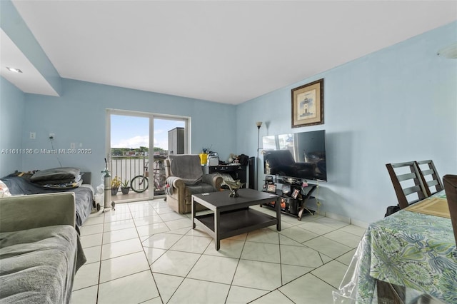 living room featuring light tile patterned floors