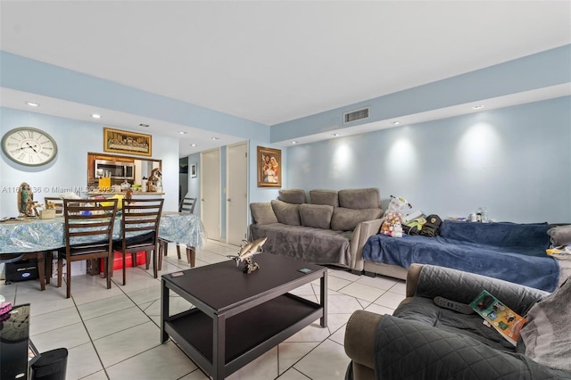 view of tiled living room