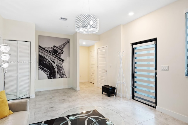 view of tiled living room