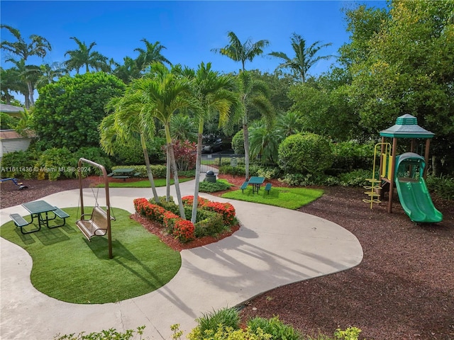 view of property's community featuring a playground