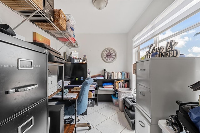 view of tiled home office