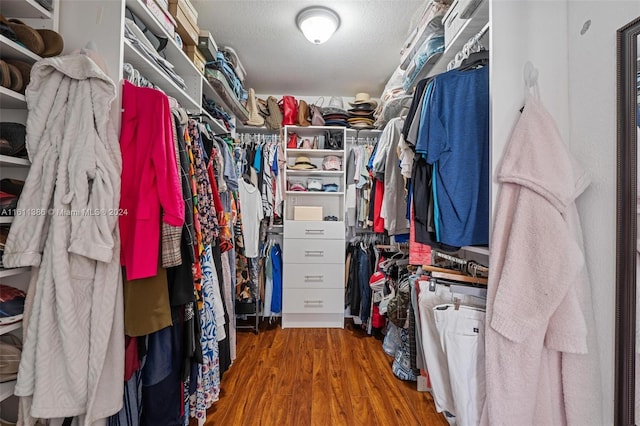 spacious closet with hardwood / wood-style floors