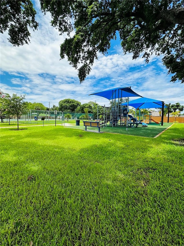 view of yard featuring a playground