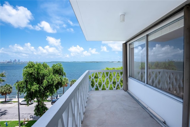 balcony with a water view