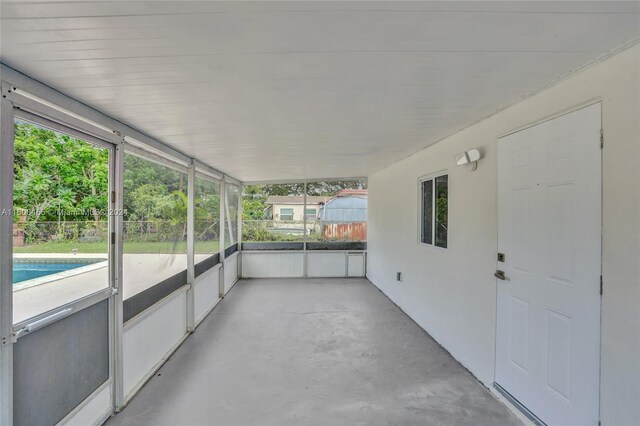 view of unfurnished sunroom