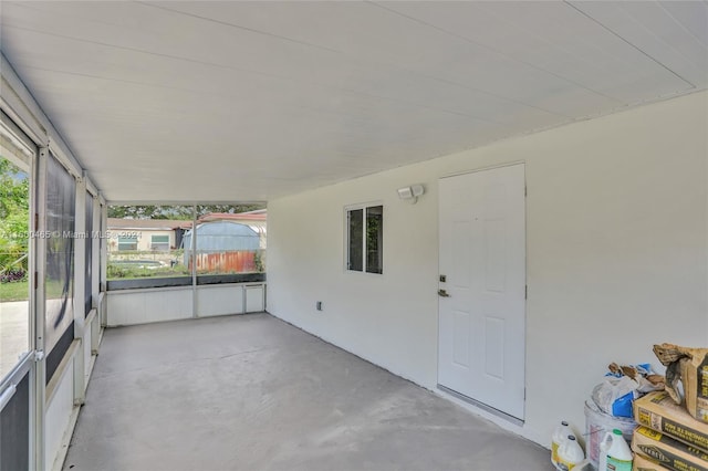 view of unfurnished sunroom