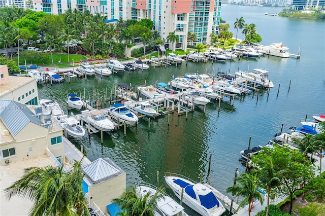 exterior space with a water view