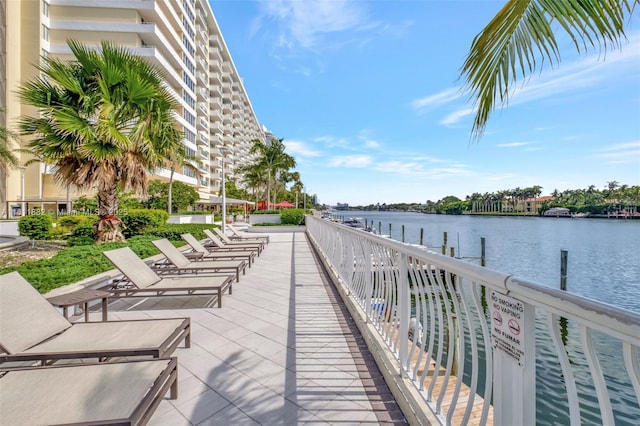 view of dock featuring a water view