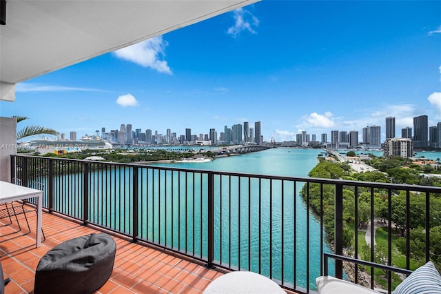 balcony with a water view