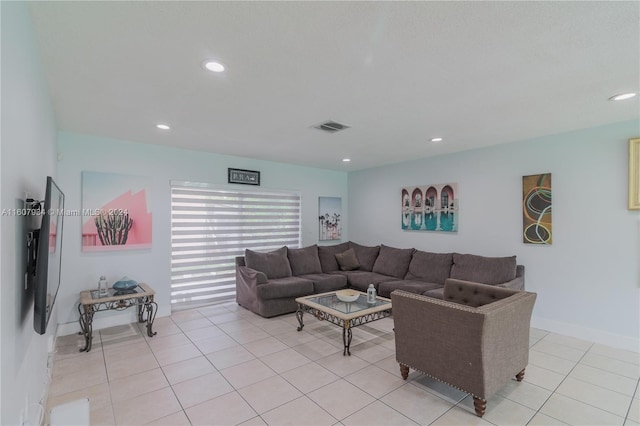 view of tiled living room