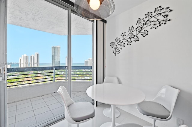 view of tiled dining area