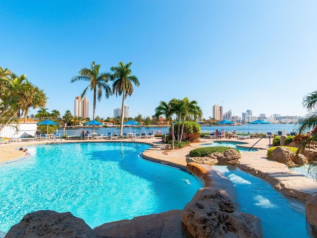 view of pool with a patio area