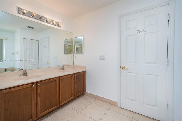 bathroom with vanity and tile patterned floors