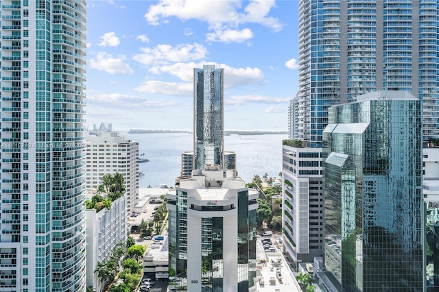 property's view of city with a water view