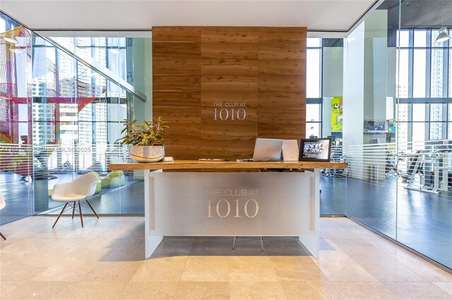 1010 Brickell Ave Unit 2201, Miami, FL 33131 - welcome area with floor to ceiling windows and a towering ceiling