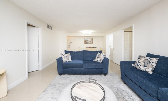 view of tiled living room