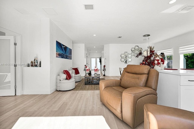 living room featuring light hardwood / wood-style flooring