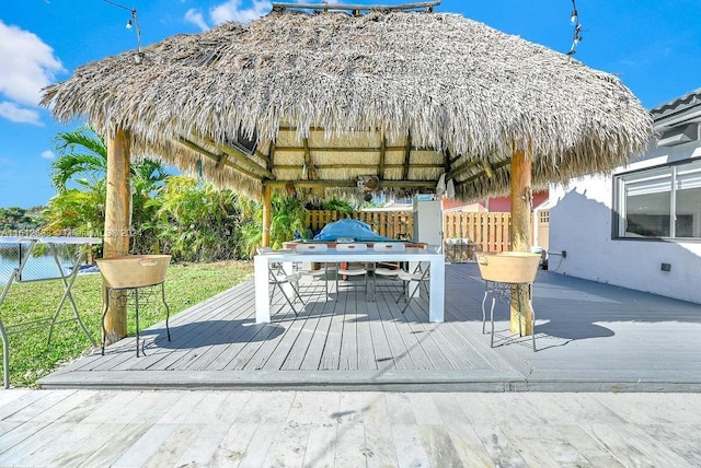 deck featuring a gazebo