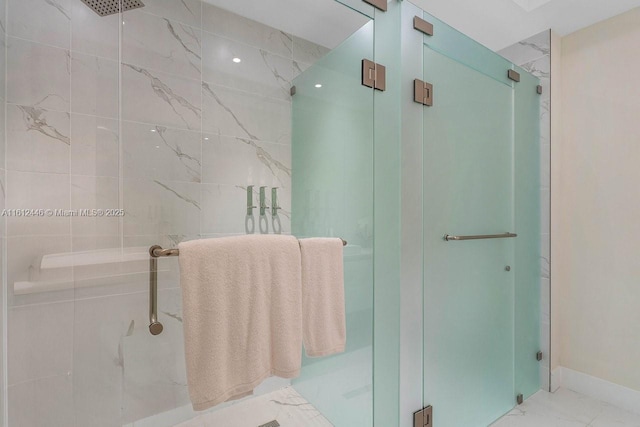 bathroom featuring walk in shower