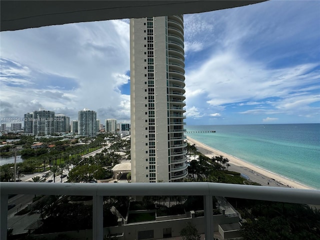 water view with a view of city and a beach view
