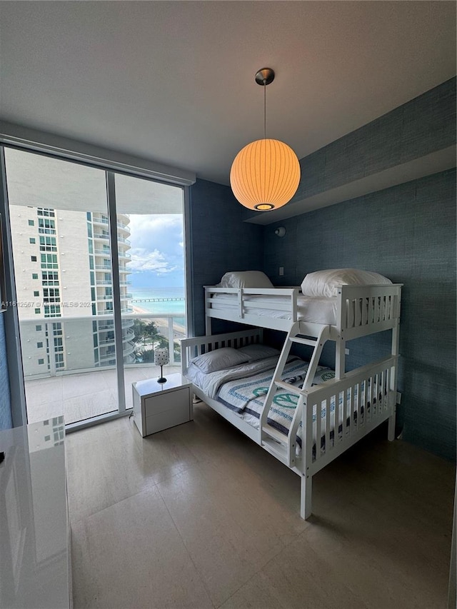 tiled bedroom with access to exterior