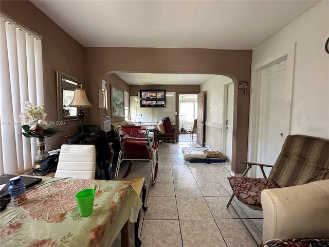 view of tiled dining space