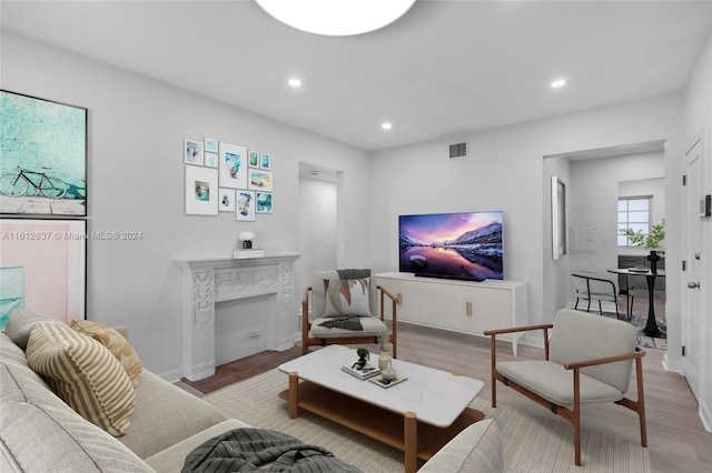 living room featuring light hardwood / wood-style floors