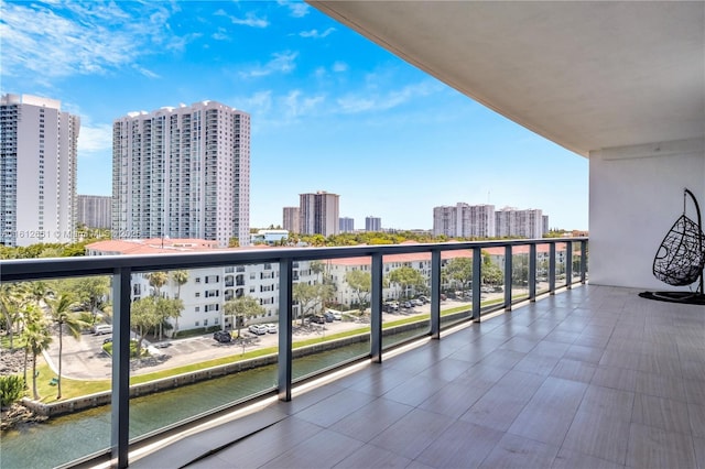 balcony with a water view