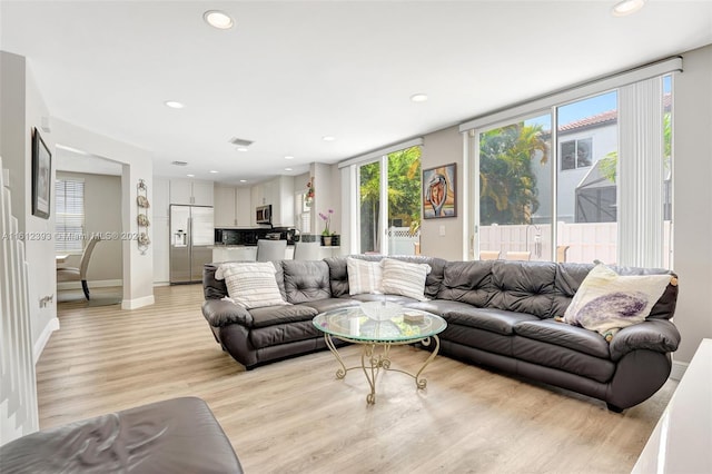 living room featuring light hardwood / wood-style flooring