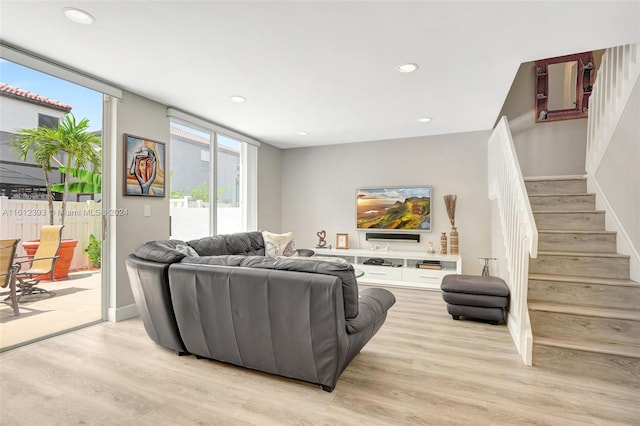 living room featuring light hardwood / wood-style flooring