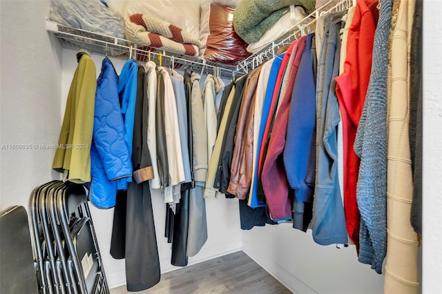 walk in closet featuring wood finished floors