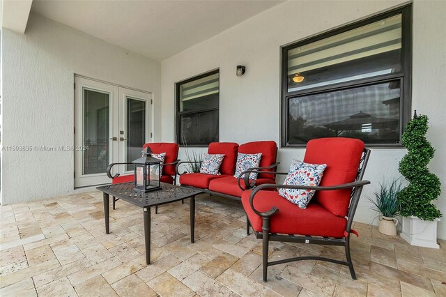 view of patio / terrace with outdoor lounge area and french doors