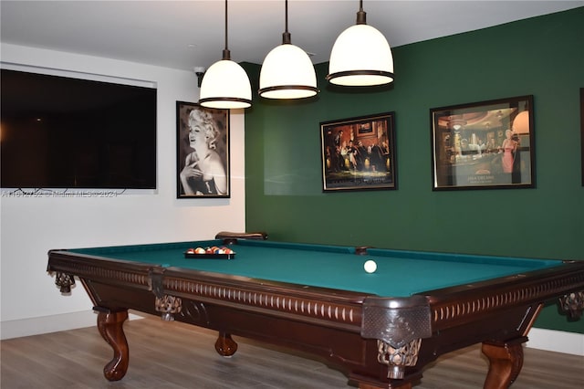 playroom featuring billiards and wood-type flooring