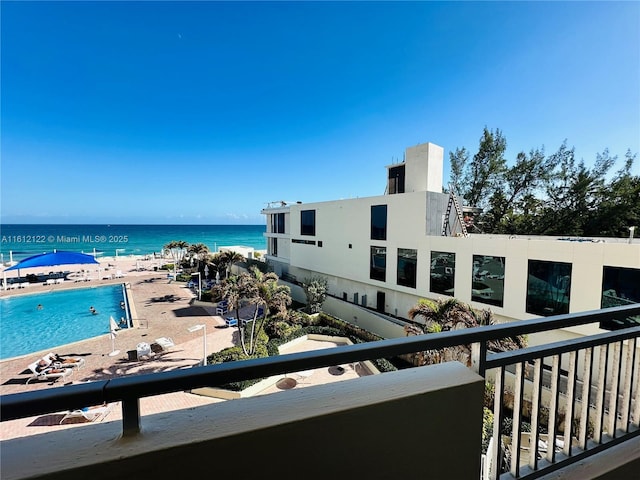 view of water feature with a view of the beach