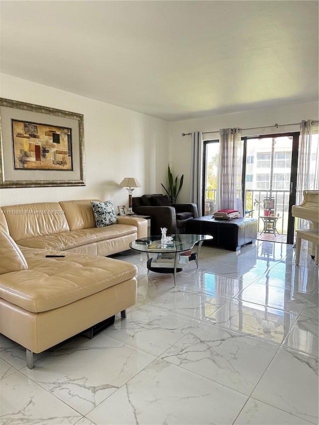 view of tiled living room