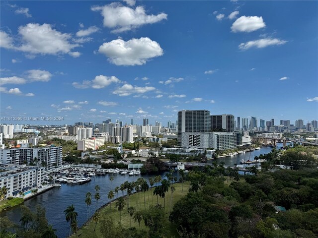 view of city with a water view