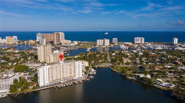 bird's eye view featuring a water view