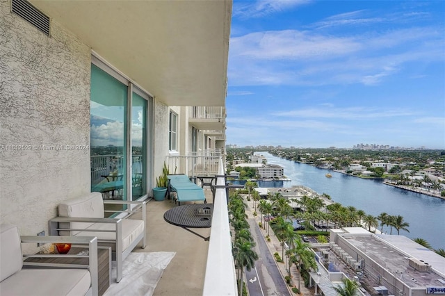 balcony with a water view