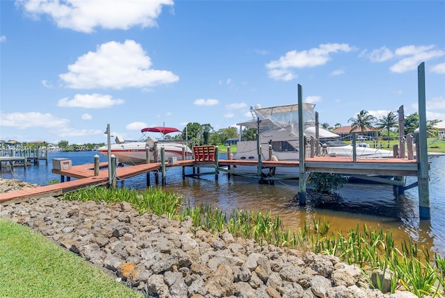 dock area featuring a water view