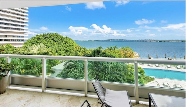 balcony with a water view