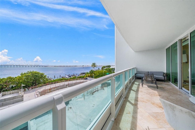 balcony with a water view