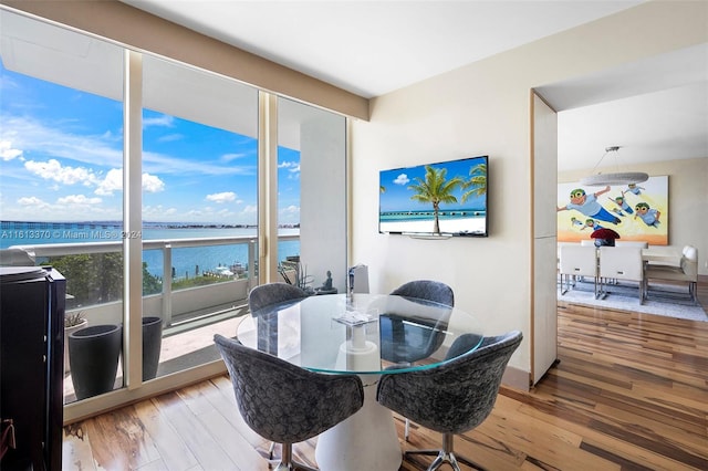 dining room with hardwood / wood-style flooring