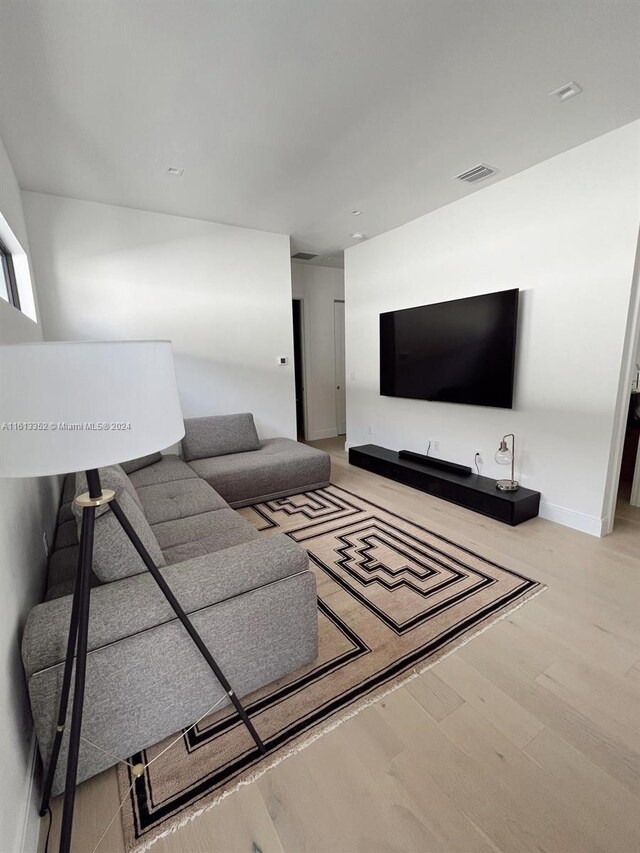 living room with wood-type flooring