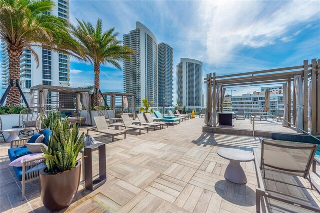 view of patio / terrace featuring a pergola