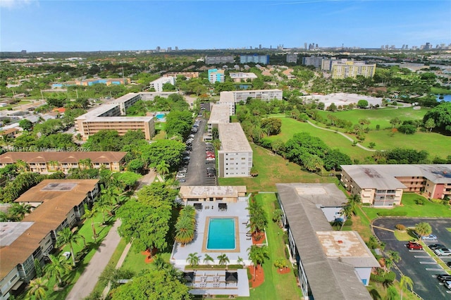 aerial view featuring a city view