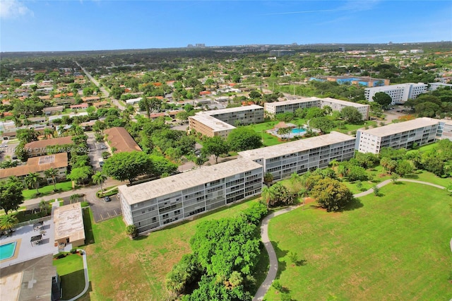 drone / aerial view with a city view